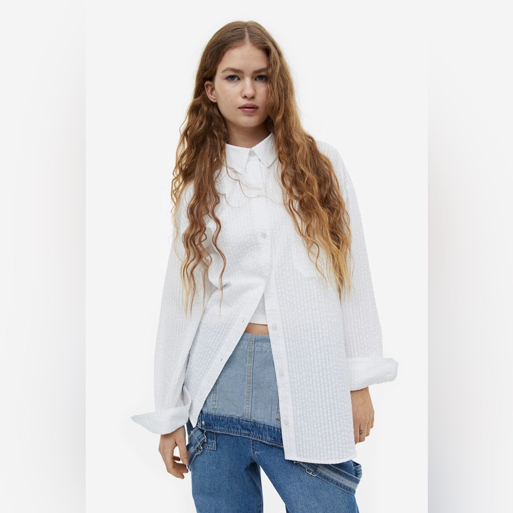 H&M Oversized Seersucker Shirt